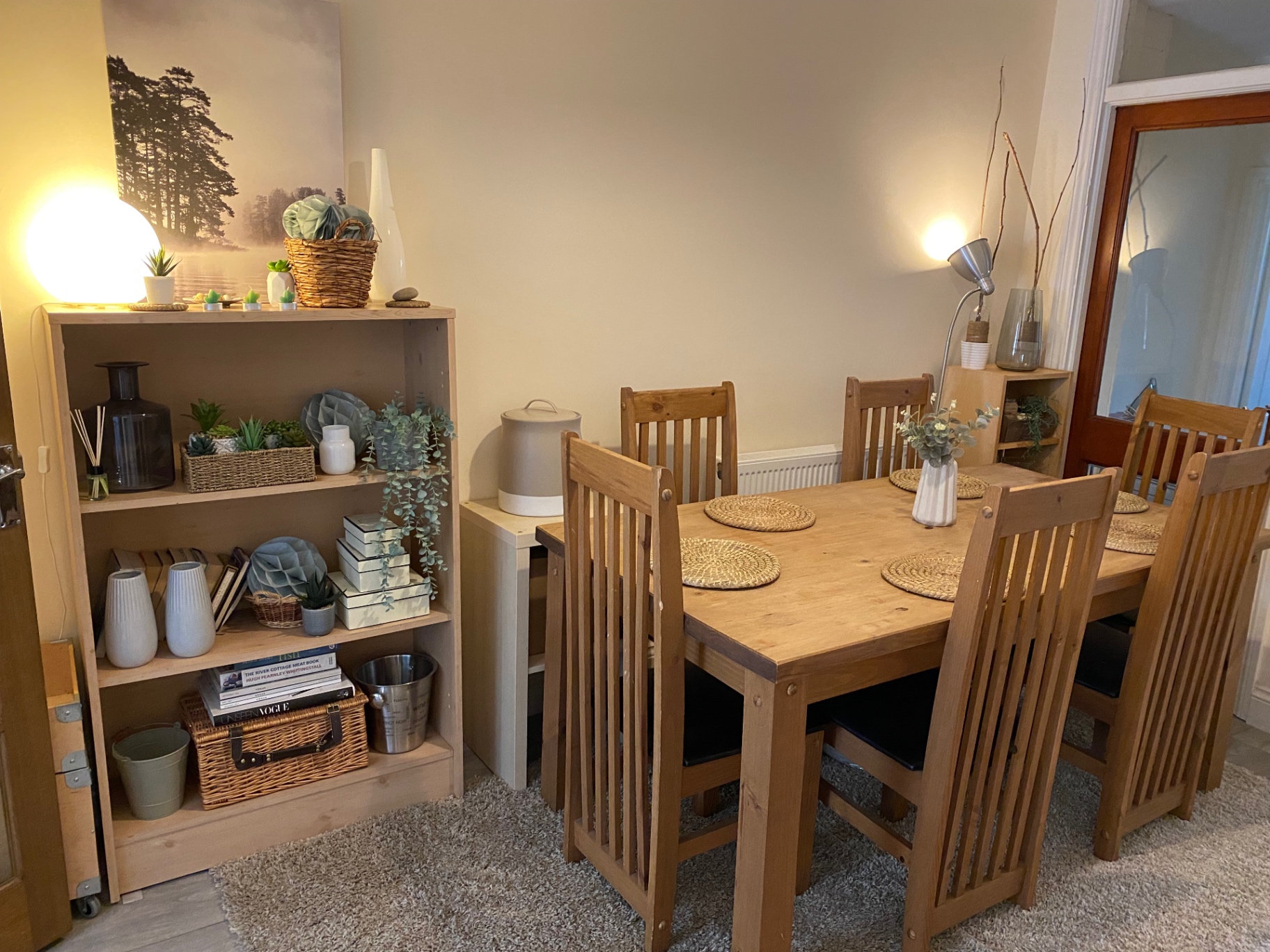 Dining area with wooden table