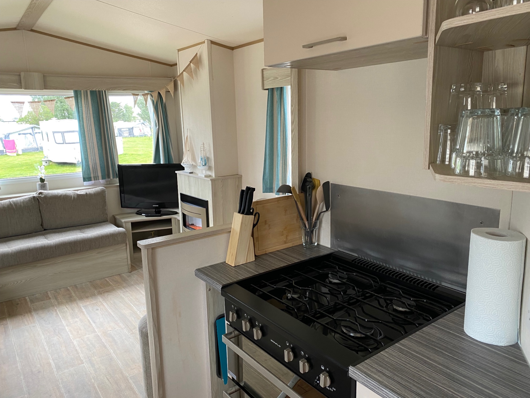 Kitchen overlooking the living room